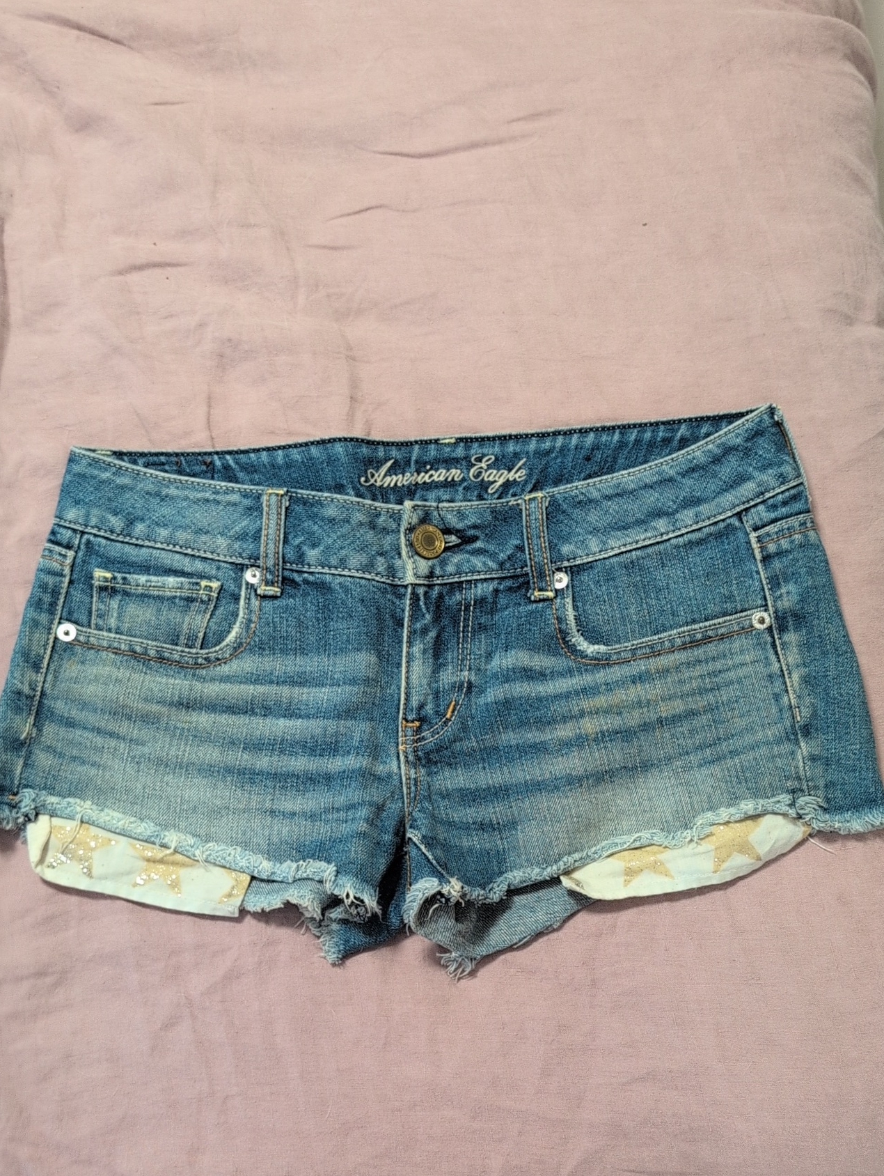 American Eagle Outfitters Vintage Low Rise Super Short Distressed Denim Shorts